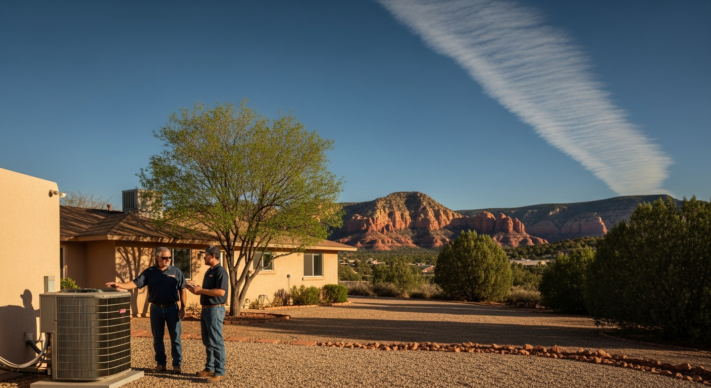 A residential home set against high-desert Arizona terrain under a clear sky.